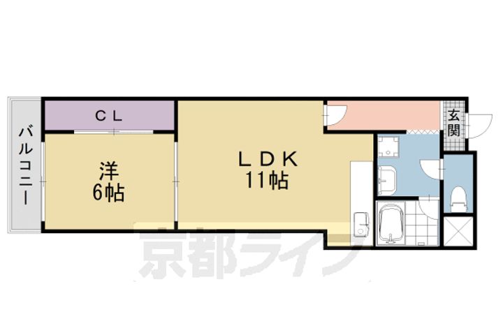 京都府京都市中京区杉屋町の賃貸マンションの間取り