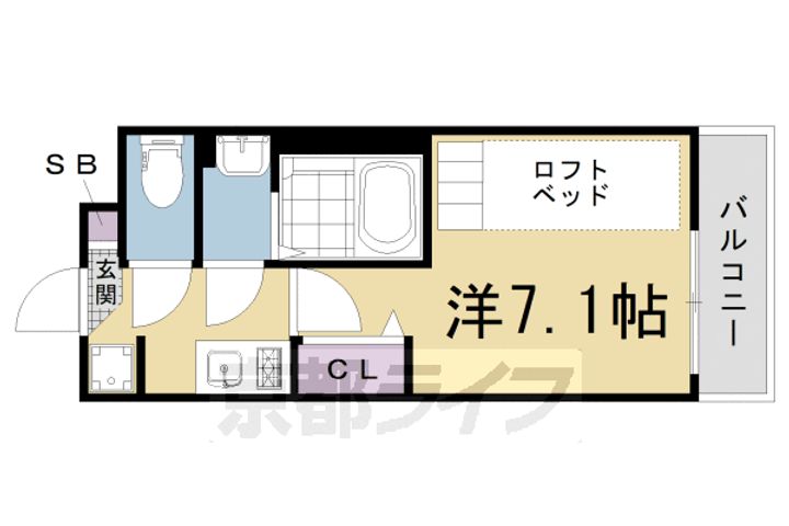 京都府京都市左京区静市市原町の賃貸マンションの間取り