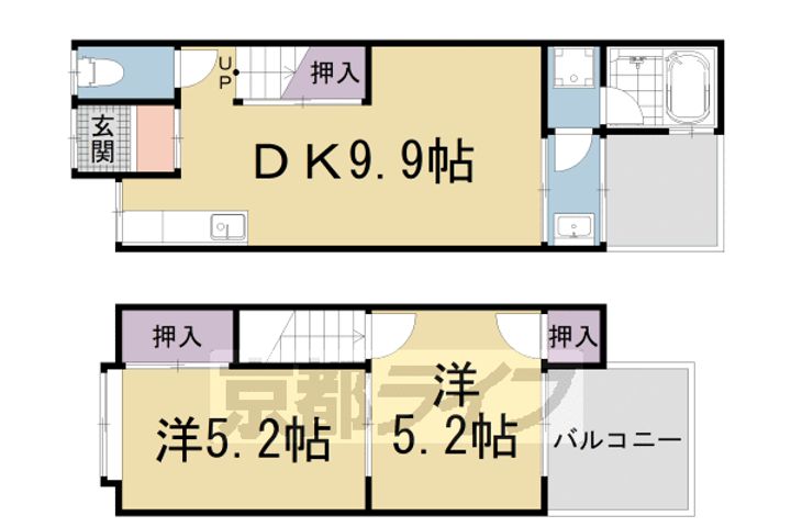 京都府京都市山科区西野後藤(一戸建)の賃貸物件xxの間取り