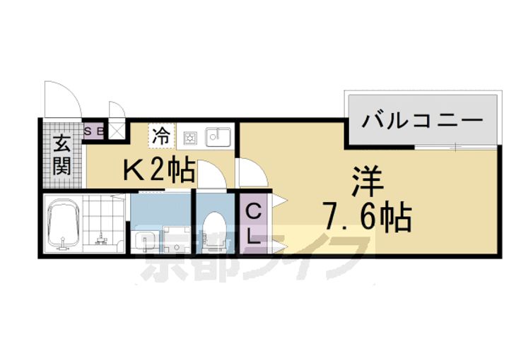 京都府京都市山科区椥辻西浦町の賃貸アパートの間取り