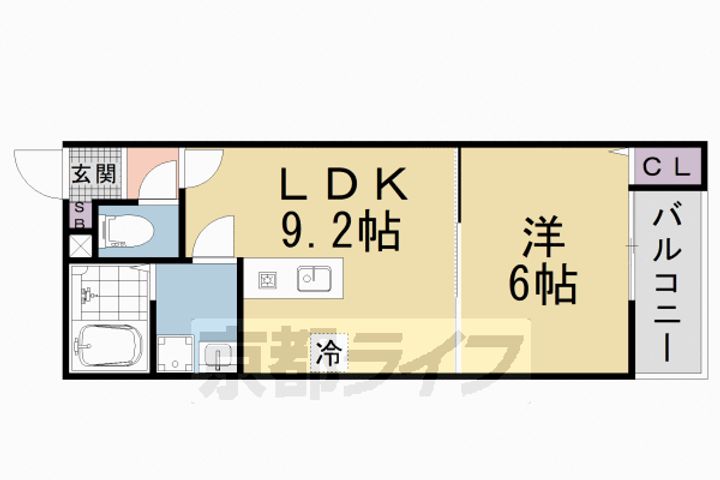 京都府京都市山科区椥辻西浦町の賃貸アパートの間取り