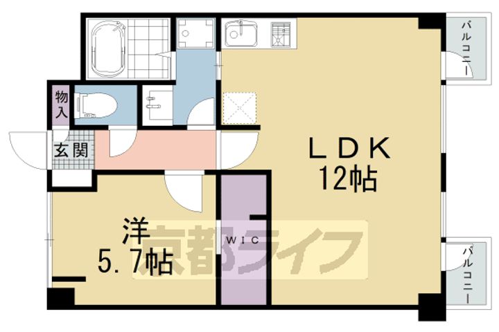 京都府京都市中京区姉大宮町東側の賃貸マンションの間取り