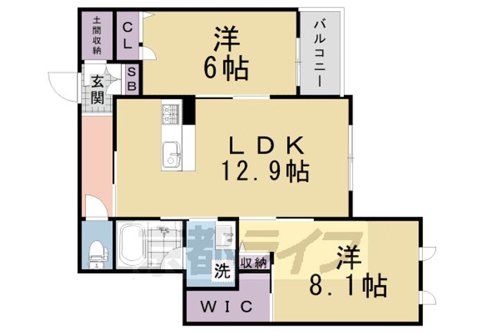 京都府京都市伏見区桃山町正宗の賃貸マンションの間取り