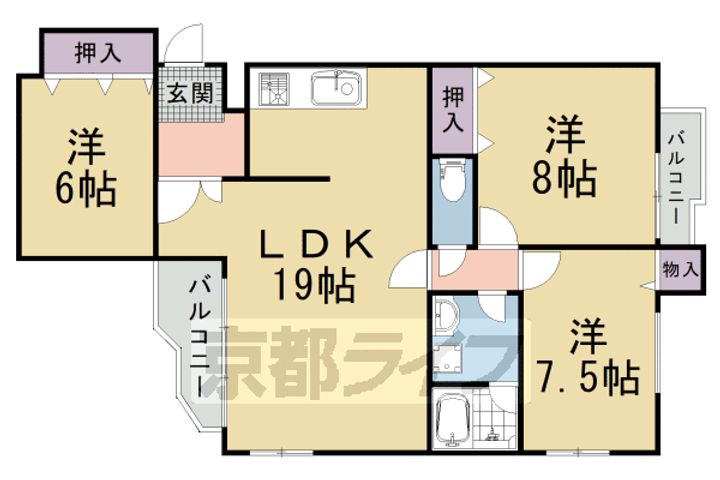京都府京都市中京区御幸町通三条下ル海老屋町の賃貸マンションの間取り