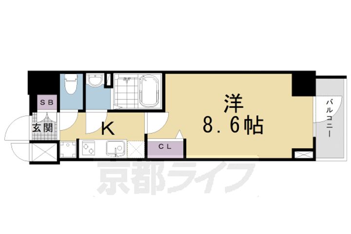 京都府京都市下京区中堂寺壬生川町の賃貸マンションの間取り