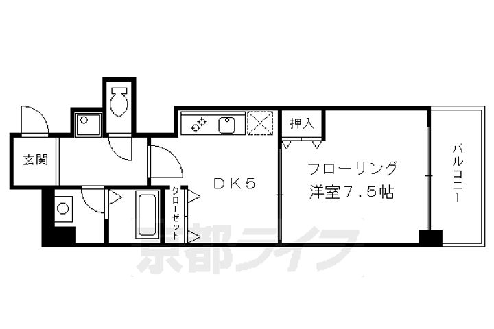 京都府京都市下京区善長寺町の賃貸マンションの間取り