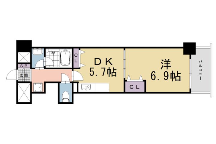 京都府京都市下京区善長寺町の賃貸マンションの間取り