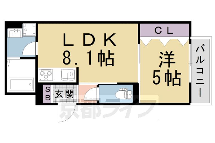 京都府京都市伏見区桃山町泰長老の賃貸アパートの間取り