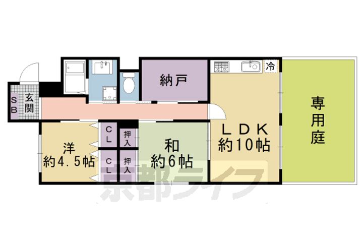 京都府京都市上京区北蟹屋町の賃貸マンションの間取り