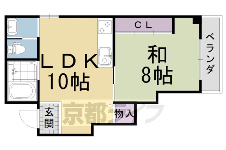 京都府京都市伏見区墨染町の賃貸マンションの間取り