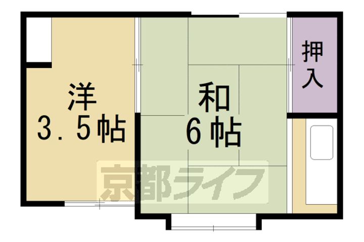 京都府京都市北区等持院南町の賃貸アパートの間取り