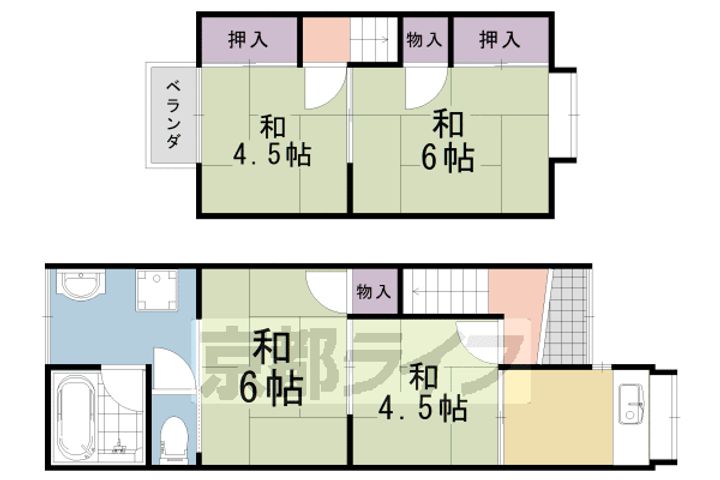 京都府長岡京市長岡3丁目(一戸建)の賃貸物件-の間取り