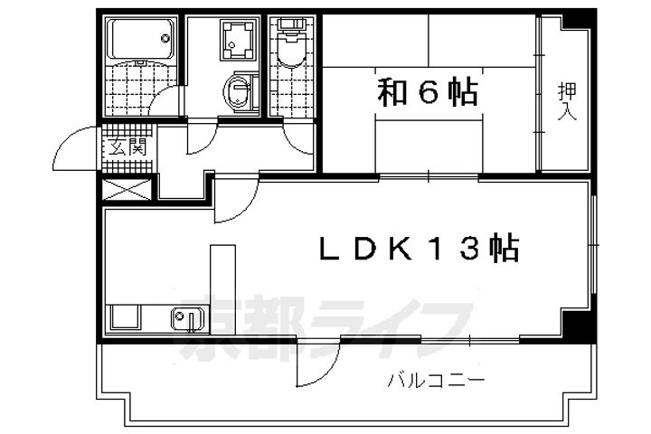 京都府宇治市五ヶ庄梅林の賃貸マンションの間取り