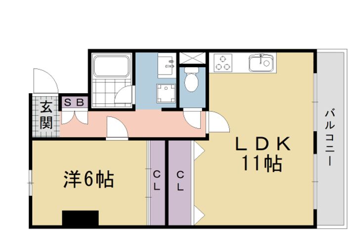 京都府京都市伏見区深草大亀谷西寺町の賃貸マンションの間取り