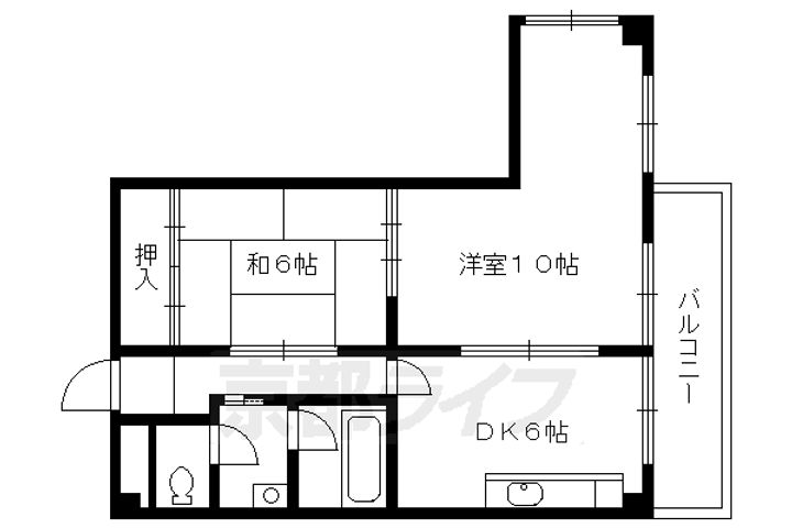 京都府京都市伏見区下鳥羽中円面田町の賃貸マンションの間取り