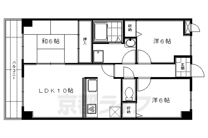 京都府京都市伏見区毛利町の賃貸マンションの間取り
