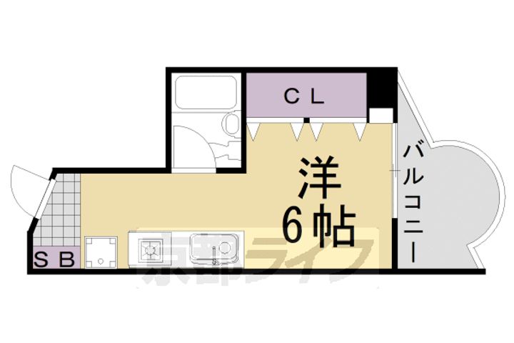 京都府京都市西京区大枝東長町の賃貸マンションの間取り