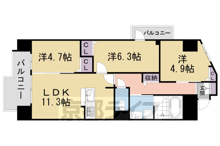 THE RESIDENCE 北白川205の間取り