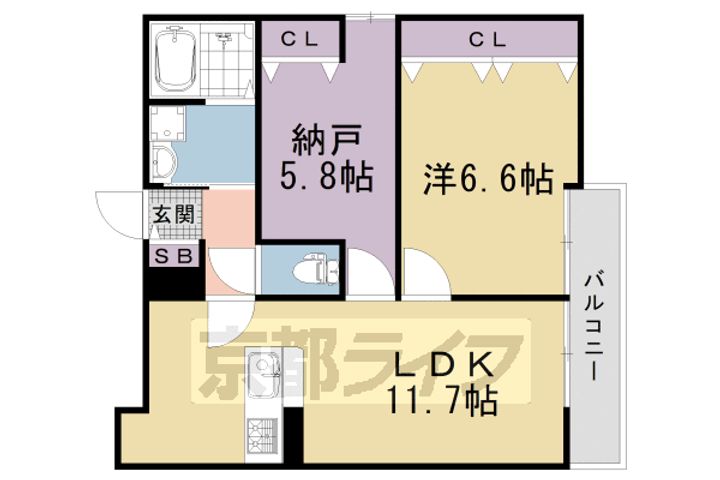 京都府京都市中京区壬生高樋町の賃貸アパートの間取り