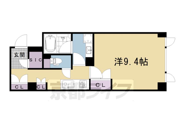 京都府京都市右京区太秦蜂岡町の賃貸マンションの間取り