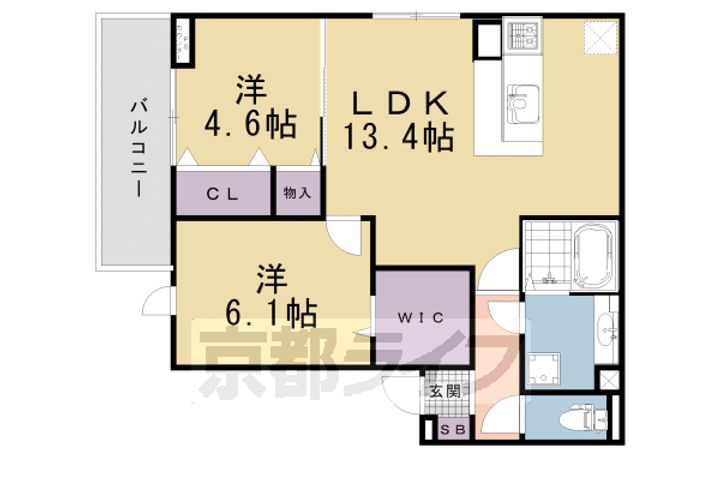 京都府京都市南区東寺町の賃貸マンションの間取り