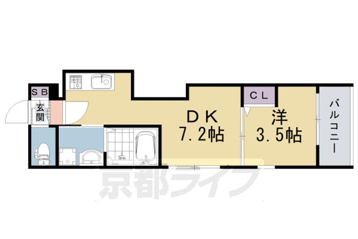 京都府京都市右京区太秦一ノ井町の賃貸アパートの間取り
