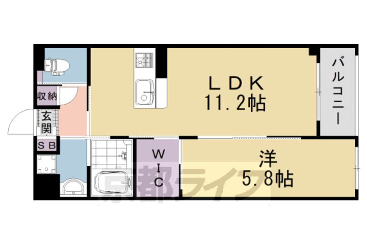 京都府京都市右京区西京極北裏町の賃貸マンションの間取り