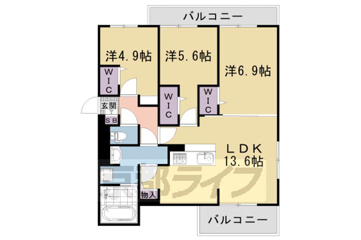 京都府京都市右京区梅津構口町の賃貸アパートの間取り