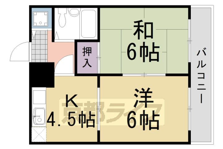 京都府京都市西京区山田北山田町の賃貸マンションの間取り