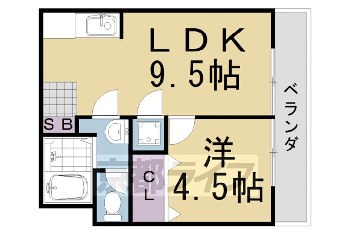 京都府京都市西京区桂坤町の賃貸マンションの間取り