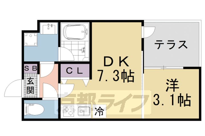 京都府京都市山科区厨子奥若林町の賃貸マンションの間取り