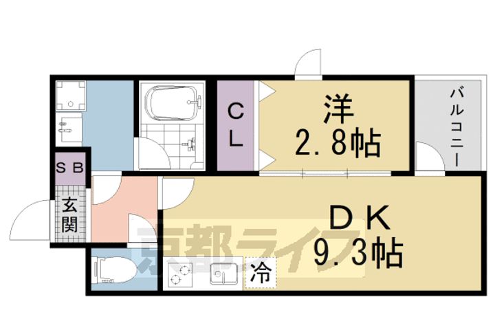 京都府京都市山科区厨子奥若林町の賃貸マンションの間取り