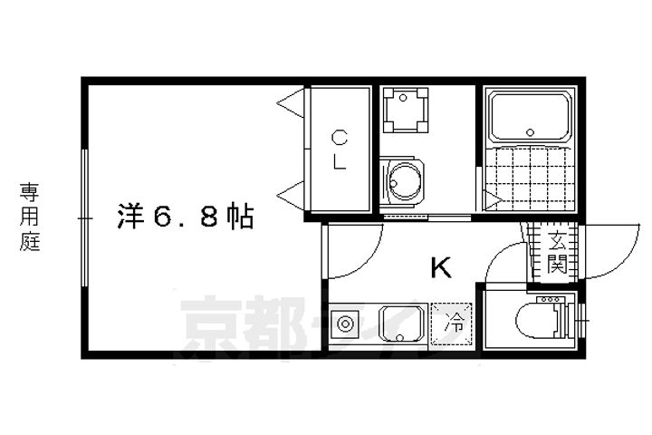 京都府京都市山科区御陵四丁野町の賃貸アパートの間取り