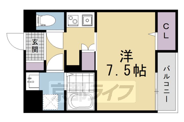 京都府京都市北区紫竹栗栖町の賃貸アパートの間取り