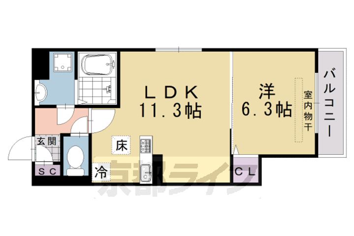 京都府京都市西京区御陵荒木町の賃貸アパートの間取り