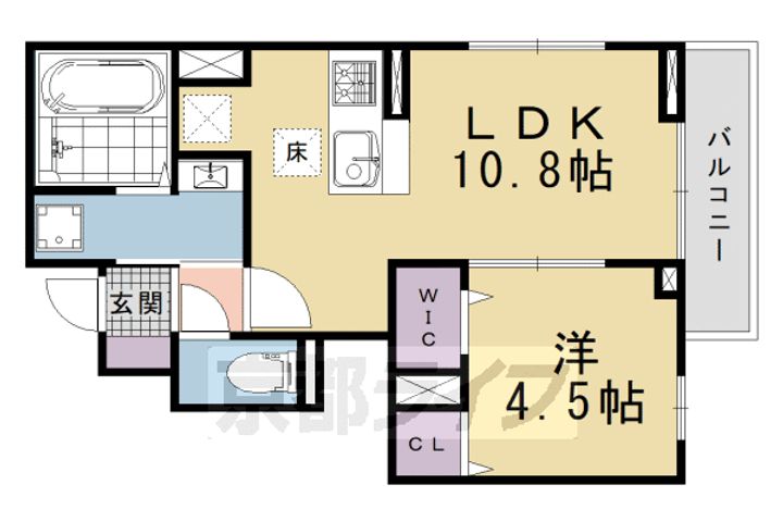 京都府京都市東山区福稲下高松町の賃貸アパートの間取り