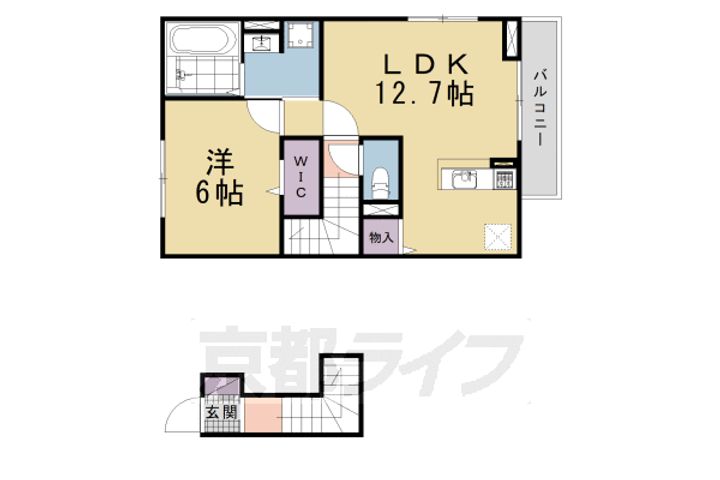 京都府京都市東山区福稲下高松町の賃貸アパートの間取り