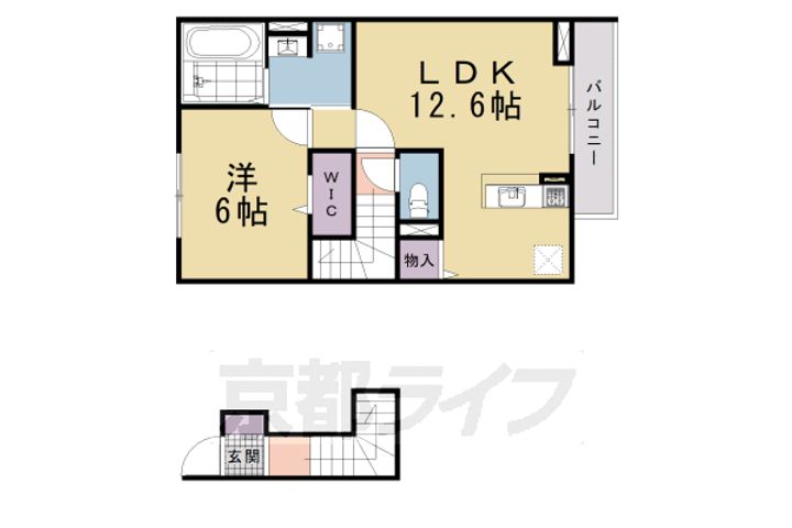 京都府京都市東山区福稲下高松町の賃貸アパートの間取り