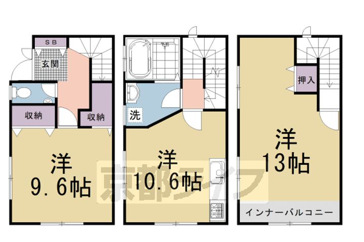 京都府京都市中京区西ノ京勧学院町(一戸建)の賃貸物件の間取り