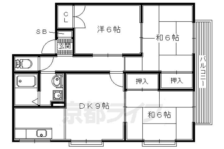 大阪府枚方市岡山手町の賃貸アパートの間取り