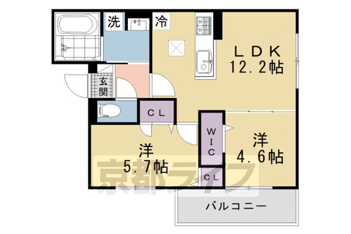 京都府京都市北区小山上初音町の賃貸アパートの間取り