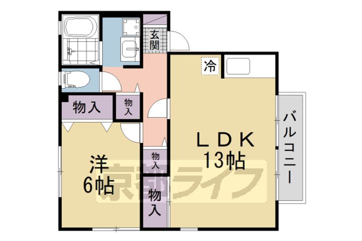 大阪府枚方市印田町の賃貸アパートの間取り