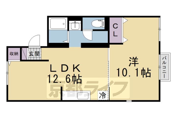 大阪府枚方市甲斐田東町の賃貸アパートの間取り