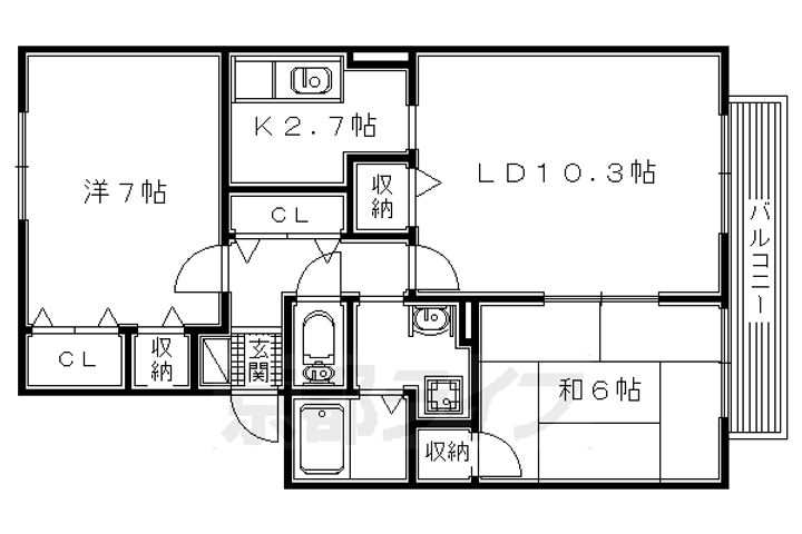 大阪府枚方市茄子作1丁目の賃貸アパートの間取り