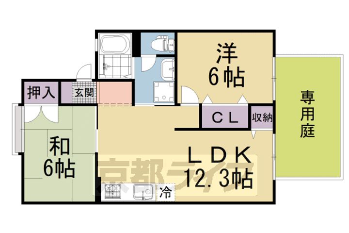 京都府相楽郡精華町菱田宮西の賃貸アパートの間取り