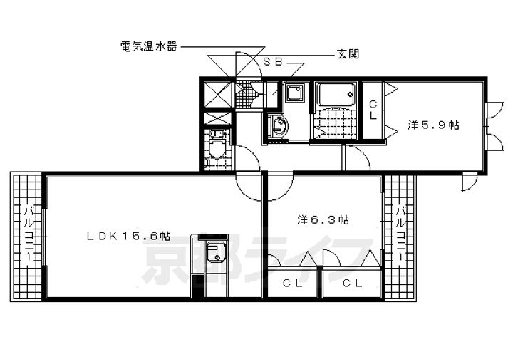 京都府木津川市梅美台5丁目の賃貸アパートの間取り