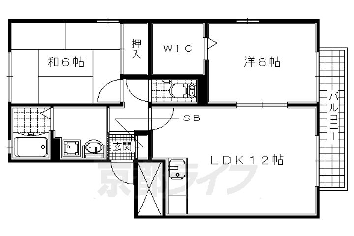 京都府木津川市梅美台7丁目の賃貸アパートの間取り