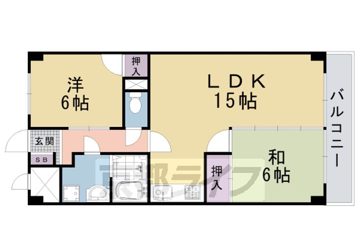 東野第1グリーンハイツ山科305の間取り