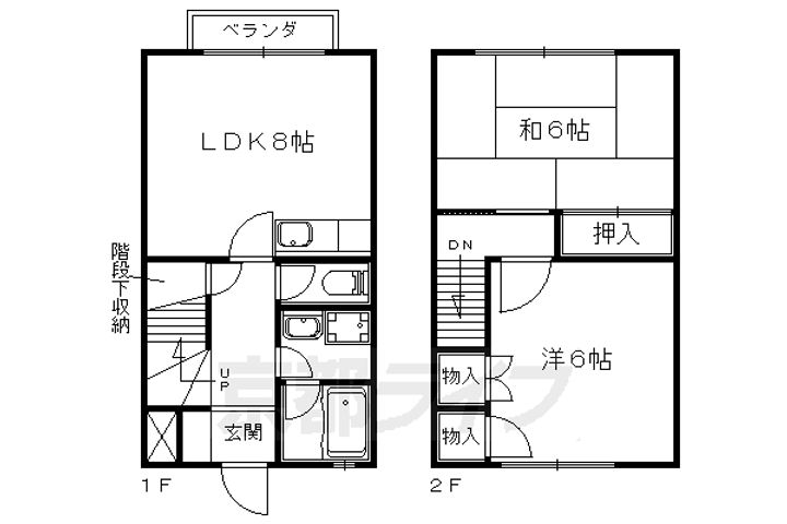 京都府京都市山科区御陵別所町の賃貸アパートの間取り