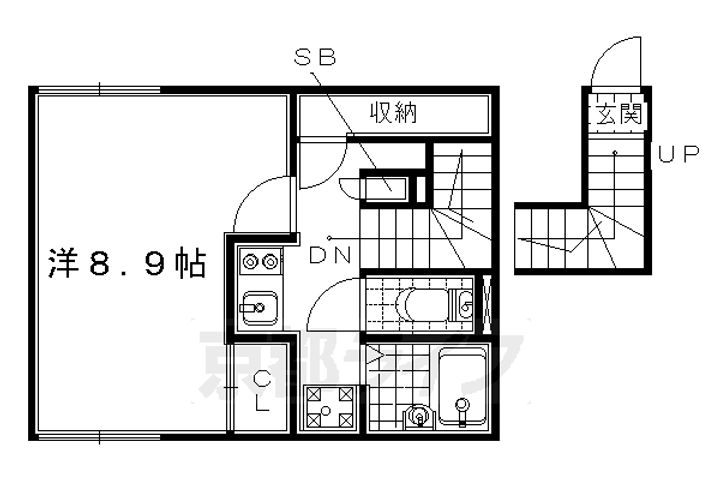 京都府京田辺市東古森の賃貸アパートの間取り